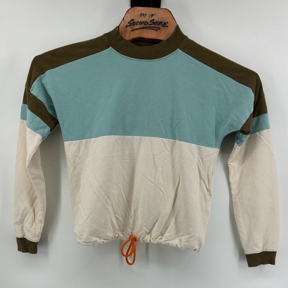 Cotopaxi Colorblock Organic Cotton Tencel Sweatshirt Small Teal Cream F22470